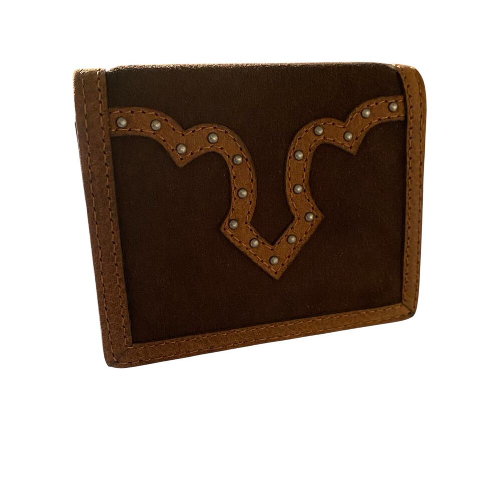 NWT Justin’s Western Studded Genuine Suede Leather Front Pocket Bifold Wallet